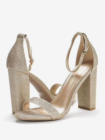 女性のアンクルストラップウエディングシューズチャンキーヒールホームカミングサンダル