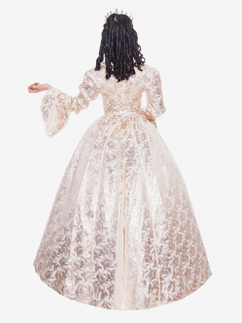 中世 ドレス 女性用 プリンセス 貴族ドレス ベージュ 長袖 ヴィクトリア風 ページェント レトロ ヨーロッパ 宮廷風 中世 ドレス・貴族ドレス