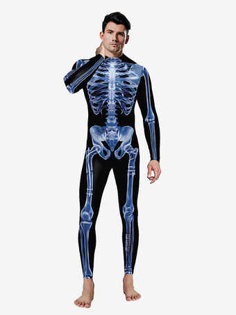ディープブルーモンスター全身タイツ ハロウィン ハロウィーンジャンプスーツのための女性の深い茶色のレオタードスケルトンハロウィーン怖いライクラスパンデックスキャットスーツZentai