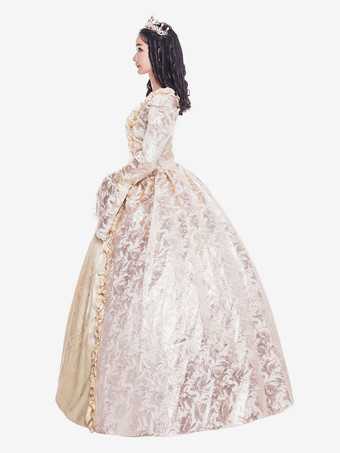 中世 ドレス 女性用 プリンセス 貴族ドレス ベージュ 長袖 ヴィクトリア風 ページェント レトロ ヨーロッパ 宮廷風 中世 ドレス・貴族ドレス