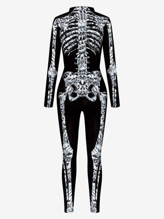 モンスター全身タイツ ハロウィン ハロウィーンジャンプスーツのための女性の深い茶色のレオタードスケルトンハロウィーン怖いライクラスパンデックスキャットスーツZentai