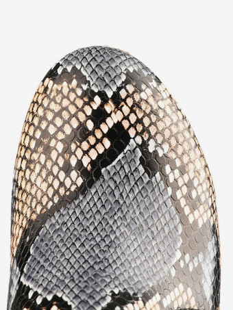 サイハイブーツ パイソン ラウンドトゥ スネークプリント ウィンターブーツ 女性用