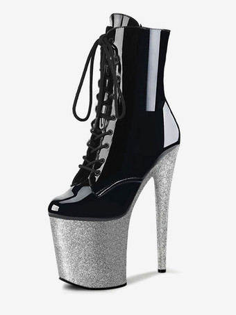 argent Femmes Sexy Bottes Bout Ouvert Fermeture Éclair Paillettes Étoiles Imprimer Talon Aiguille Rave Club Cuissardes Blond Sur Les Bottes Au Genou