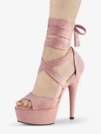 Pink suede hotsell platform heels