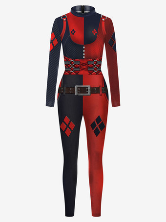 レッド モンスター全身タイツ ハロウィン ハロウィーンジャンプスーツのための女性の深い茶色のレオタードスケルトンハロウィーン怖いライクラスパンデックスキャットスーツZentai