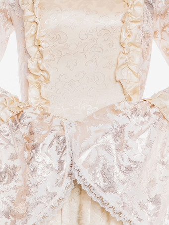 中世 ドレス 女性用 プリンセス 貴族ドレス ベージュ 長袖 ヴィクトリア風 ページェント レトロ ヨーロッパ 宮廷風 中世 ドレス・貴族ドレス