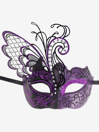 パープル 大人のためのカーニバルマスク黒のプラスチックマスカレードコスチュームアクセサリー