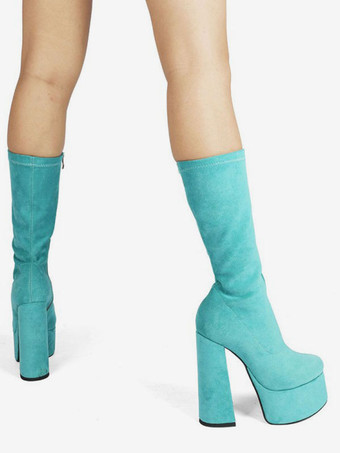 Botas de becerro del talón grueso de las mujeres en botas