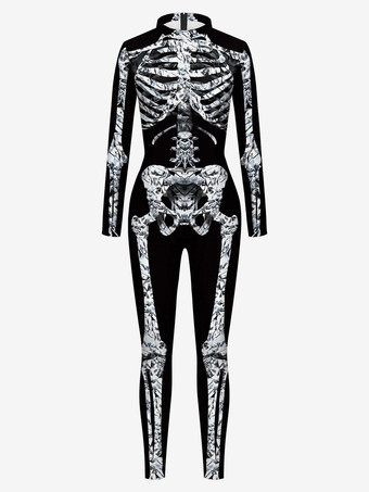 ブラック モンスター全身タイツ ハロウィン ハロウィーンジャンプスーツのための女性の深い茶色のレオタードスケルトンハロウィーン怖いライクラスパンデックスキャットスーツZentai