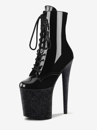 noir Femmes Sexy Bottes Bout Ouvert Fermeture Éclair Paillettes Étoiles Imprimer Talon Aiguille Rave Club Cuissardes Blond Sur Les Bottes Au Genou