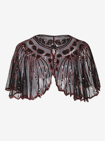 レッド レトロレディースケープ　2025　スパンコール　1920s　グレート・ギャツビー　フラッパーショールラップハロウィン