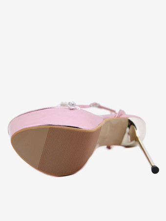 女性のセクシーなサンダルライトピンクPUレザーアーモンドつま先スチレットヒールセクシーな靴