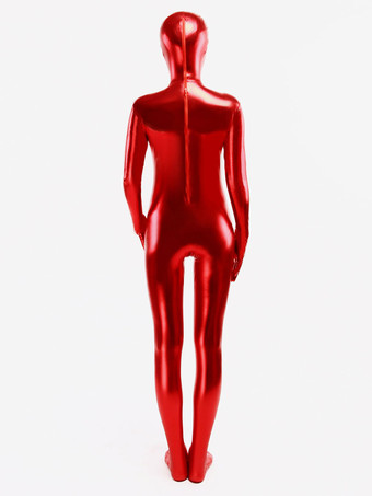 メタリック全身タイツ　レッド　ユニセックス　大人用　ボディスーツ　フルボディ　ジャンプスーツ　 ハロウィン