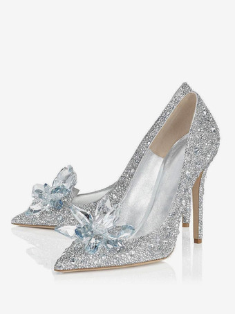 レディース クリスタル ラインストーン ブライダル パンプス イブニングヒール