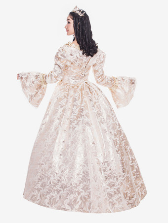 中世 ドレス 女性用 プリンセス 貴族ドレス ベージュ 長袖 ヴィクトリア風 ページェント レトロ ヨーロッパ 宮廷風 中世 ドレス・貴族ドレス