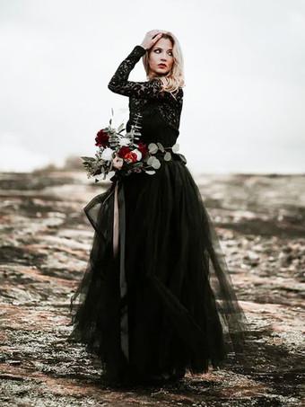 black long sleeve wedding dress