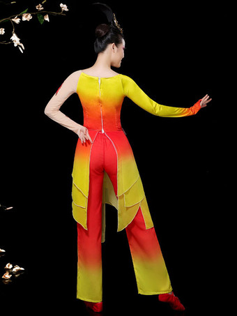 黄色の中国の衣装アジアのダンス衣装2ピース衣装カーニバル衣装