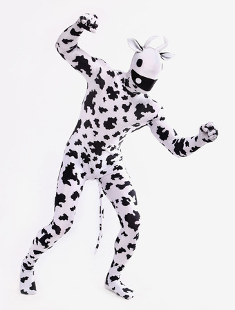 アニマル全身タイツ アニマルゼンタイ　ライクラ・スパンデックス　乳牛　ユニセックス　フルボディ　大人用　アニマル柄　 ハロウィン