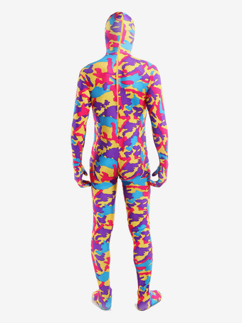 カモフラージ全身タイツ パターニング全身タイツ　マルチカラー　カモフラージュ柄　フルボディ　ライクラ・スパンデックス　大人用　ユニセックス　 ハロウィン
