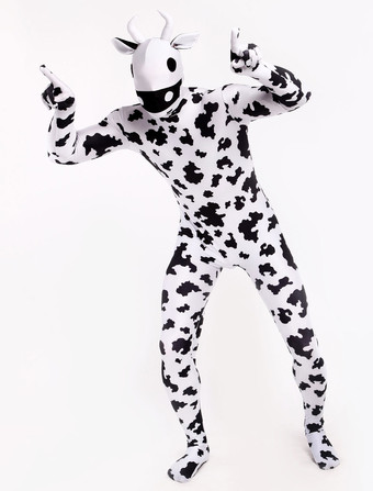 アニマル全身タイツ アニマルゼンタイ　ライクラ・スパンデックス　乳牛　ユニセックス　フルボディ　大人用　アニマル柄　 ハロウィン