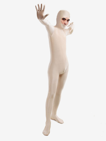 全身タイツ　単色　コスチューム　ハロウィン　エクリュホワイト　ユニセックス　無地　ライクラ・スパンデックス　顔出し　 ハロウィン