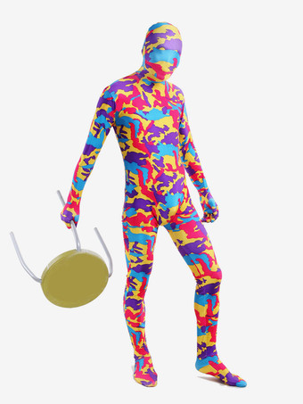 カモフラージ全身タイツ パターニング全身タイツ　マルチカラー　カモフラージュ柄　フルボディ　ライクラ・スパンデックス　大人用　ユニセックス　 ハロウィン