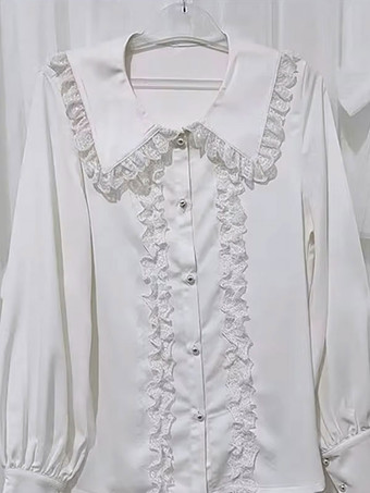 ゴスロリ ブラウス フリル レース 長袖 ブラウス ロリータ トップス ホワイト ロリータ シャツ