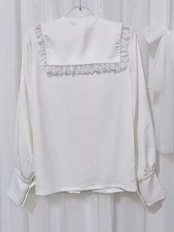 ゴスロリ ブラウス フリル レース 長袖 ブラウス ロリータ トップス ホワイト ロリータ シャツ