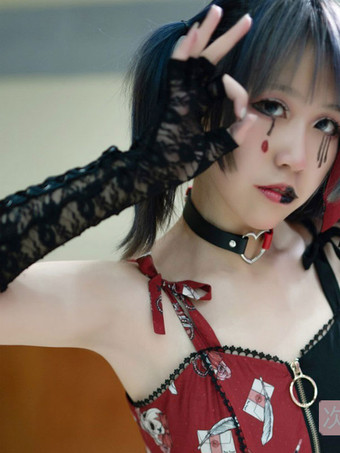 ゴシックロリータオーバースリーブレースアップレースポリエステル繊維 ロリータアクセサリー ブラック