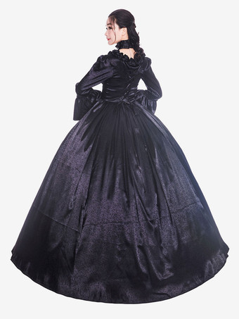 中世 ドレス 女性用 プリンセス 貴族ドレス ブラック 長袖 ヴィクトリア風 マルディグラ レトロ ヨーロッパ 宮廷風 中世 ドレス・貴族ドレス