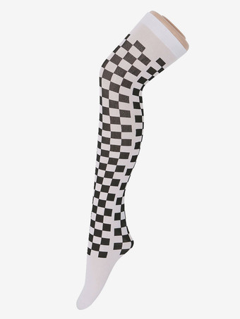 女性サロンストッキングチェック柄ニーハイソックスハロウィンコスプレコスチュームアクセサリー