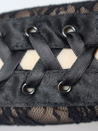 ゴシックロリータオーバースリーブレースアップレースポリエステル繊維 ロリータアクセサリー ブラック