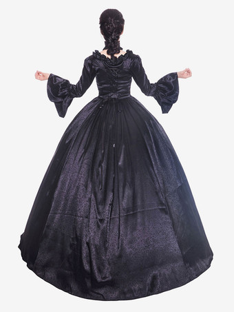 中世 ドレス 女性用 プリンセス 貴族ドレス ブラック 長袖 ヴィクトリア風 マルディグラ レトロ ヨーロッパ 宮廷風 中世 ドレス・貴族ドレス