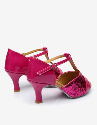 ラテンダンスシューズ　2025　キラキラ　オープントゥ　Tタイプ　ダンスシューズ　ゴールド　ボールルームシューズ