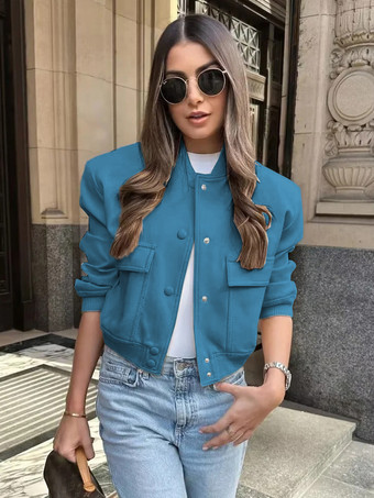 ロイヤルブルーボンバージャケット カジュアル ストリートウェア バーシティジャケット 女性用