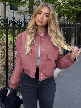 ピンクボンバージャケット カジュアル ストリートウェア バーシティジャケット 女性用