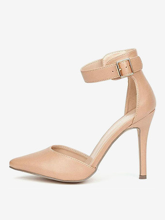 肌色ヒールサンダル ポインテッドトゥ スティレットヒール サンダル ブルー