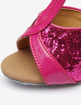 ラテンダンスシューズ　2025　キラキラ　オープントゥ　Tタイプ　ダンスシューズ　ゴールド　ボールルームシューズ