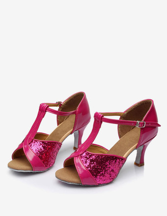 ラテンダンスシューズ　2025　キラキラ　オープントゥ　Tタイプ　ダンスシューズ　ゴールド　ボールルームシューズ