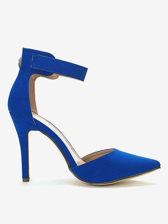 ヒールサンダル ポインテッドトゥ スティレットヒール サンダル ブルー