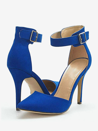 ヒールサンダル ポインテッドトゥ スティレットヒール サンダル ブルー