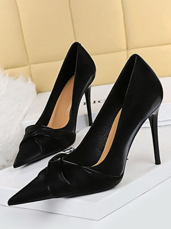 ブラック レディースポンプ尖ったつま先スティレットヒールシックなアプリコット夏のかかと
