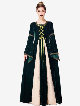 中世 ドレス 女性用 プリンセス 貴族ドレス ダークグリーン ヴィンテージ マルディグラ レトロ ヨーロッパ 宮廷風 中世 ドレス・貴族ドレス