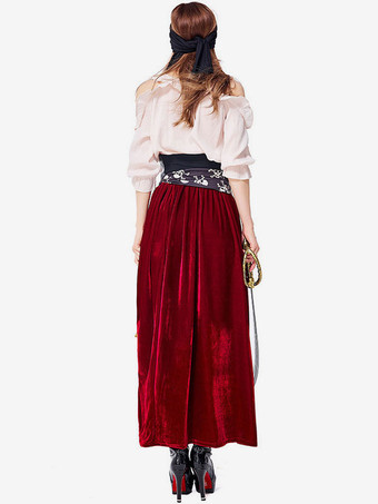 ハロウィンコスチューム海賊コスチューム女性用ブルゴーニュサッシュヘッドバンド休日コスチューム