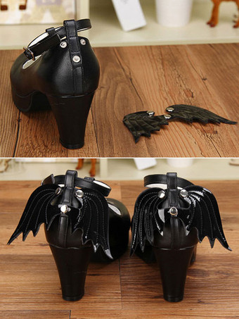 ロリィタシューズ　パッチワーク柄　PU　丸いつま先　ウェッジソール　ハロウィン　