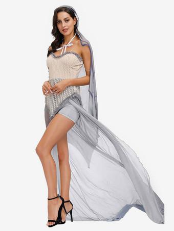 Halloween Costume White Headwear Dress Polyester Women Corpse Bride Set  Holidays Costumes - Milanoo.com