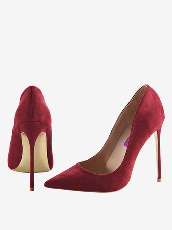 ハイヒール ポインテッドトゥ パンプス テリー織り ワインレッド 10cm スリップオン ピンヒール シューズ キャンディカラー ハイヒールシューズ 結婚式 二次会 通勤用 仕事 キャバ 卒園式 卒園式 レディース靴