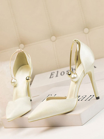 ライトゴールイブニングシューズ スティレットヒール ポインテッドトゥ パーティーシューズ ハイヒール オリーブ