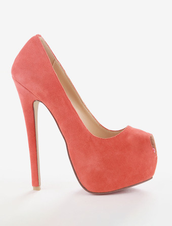 パンプス ピンヒール ラムスキン ピープトゥシューズ オレンジ 16cm アーガイル柄 ダンスパーティー シューズ レディース靴 パーティー キャバ 2次会 二次会 結婚式