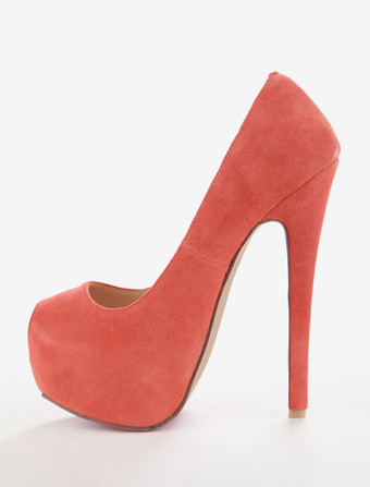 パンプス ピンヒール ラムスキン ピープトゥシューズ オレンジ 16cm アーガイル柄 ダンスパーティー シューズ レディース靴 パーティー キャバ 2次会 二次会 結婚式